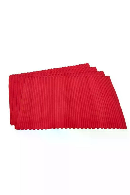 Red Ribbed Placemats - Set Of 4