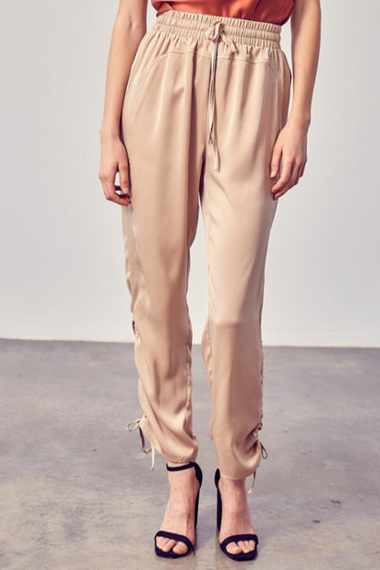 Satin Ruched Bottom Jogger