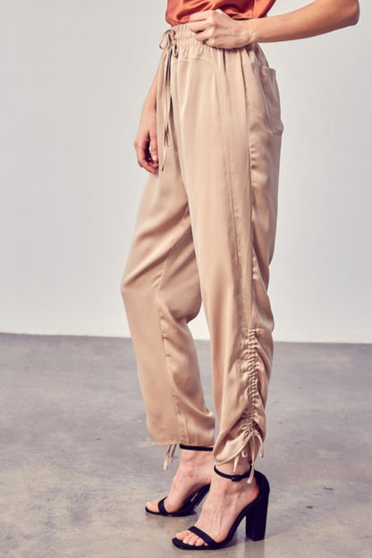 Satin Ruched Bottom Jogger