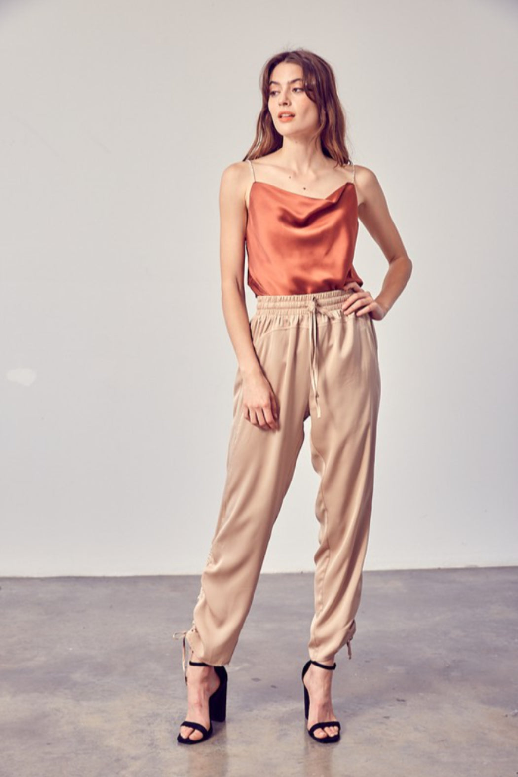 Satin Ruched Bottom Jogger