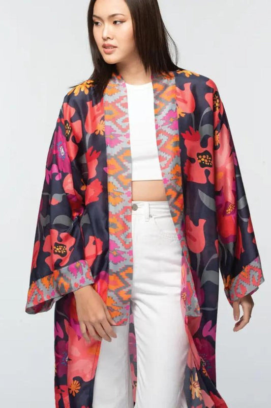 Navy Floral Kimono