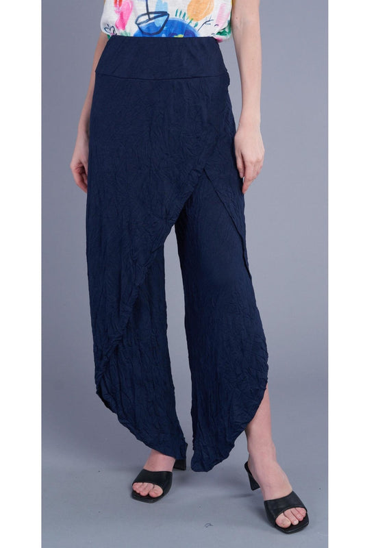 Navy Crinkle Wrap Pant