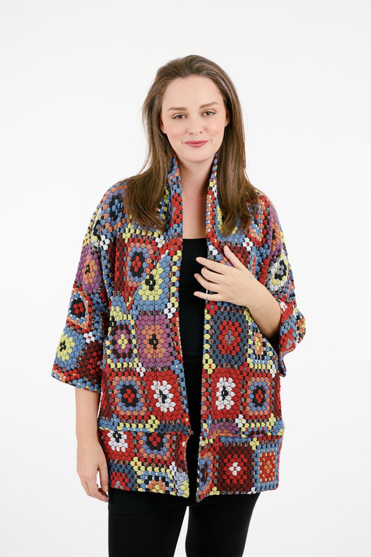 Quilt Print Kimono Jacket