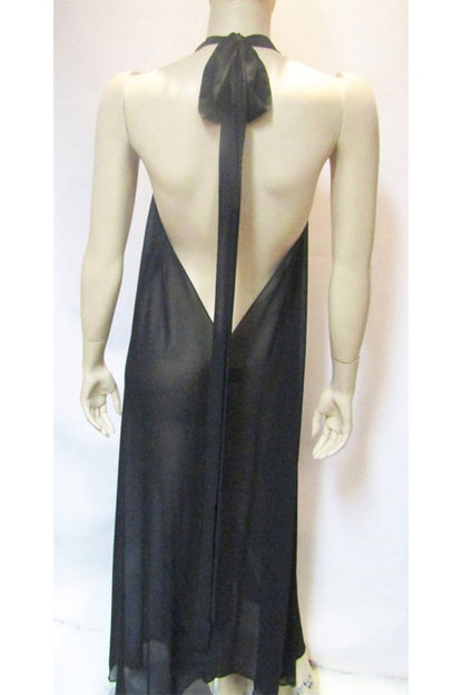 SHEER BLACK HALTER DRESS