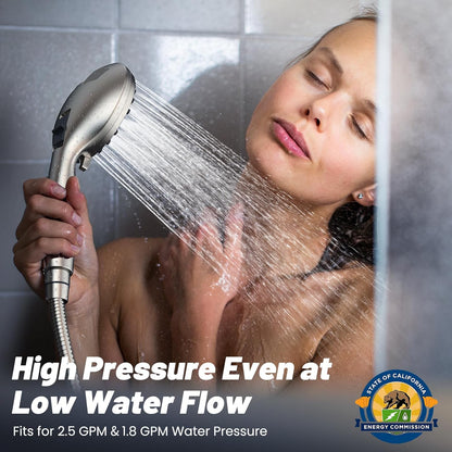 High Pressure 8-Mode Handheld Shower Head  with 80" Extra Long Stainless Steel Hose with Built-in Power Wash to Clean Tub, Tile & Pets