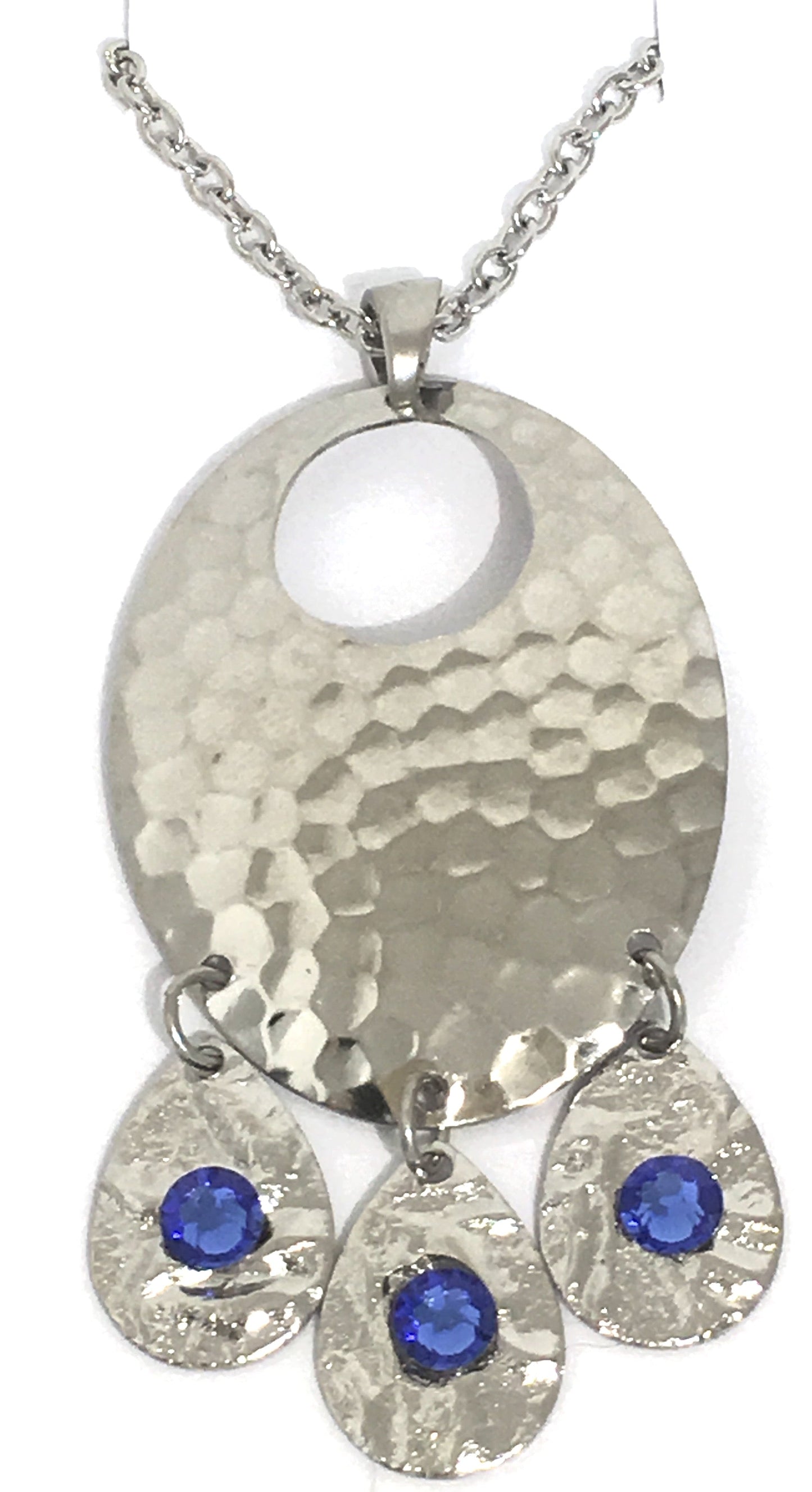 Hammered Sapphire Chandelier Necklace