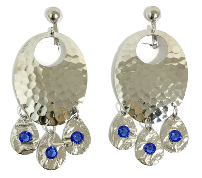 Hammered Sapphire Chandelier Earrings