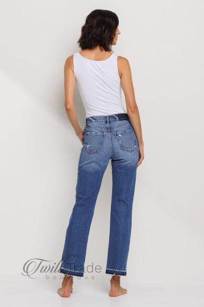 Mid Rise Slim Straight Denim