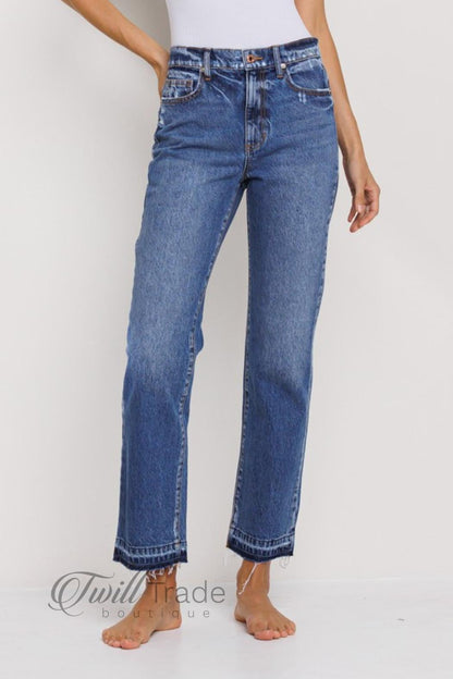 Mid Rise Slim Straight Denim