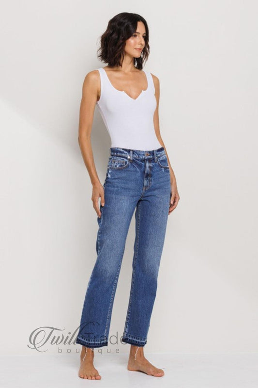 Mid Rise Slim Straight Denim