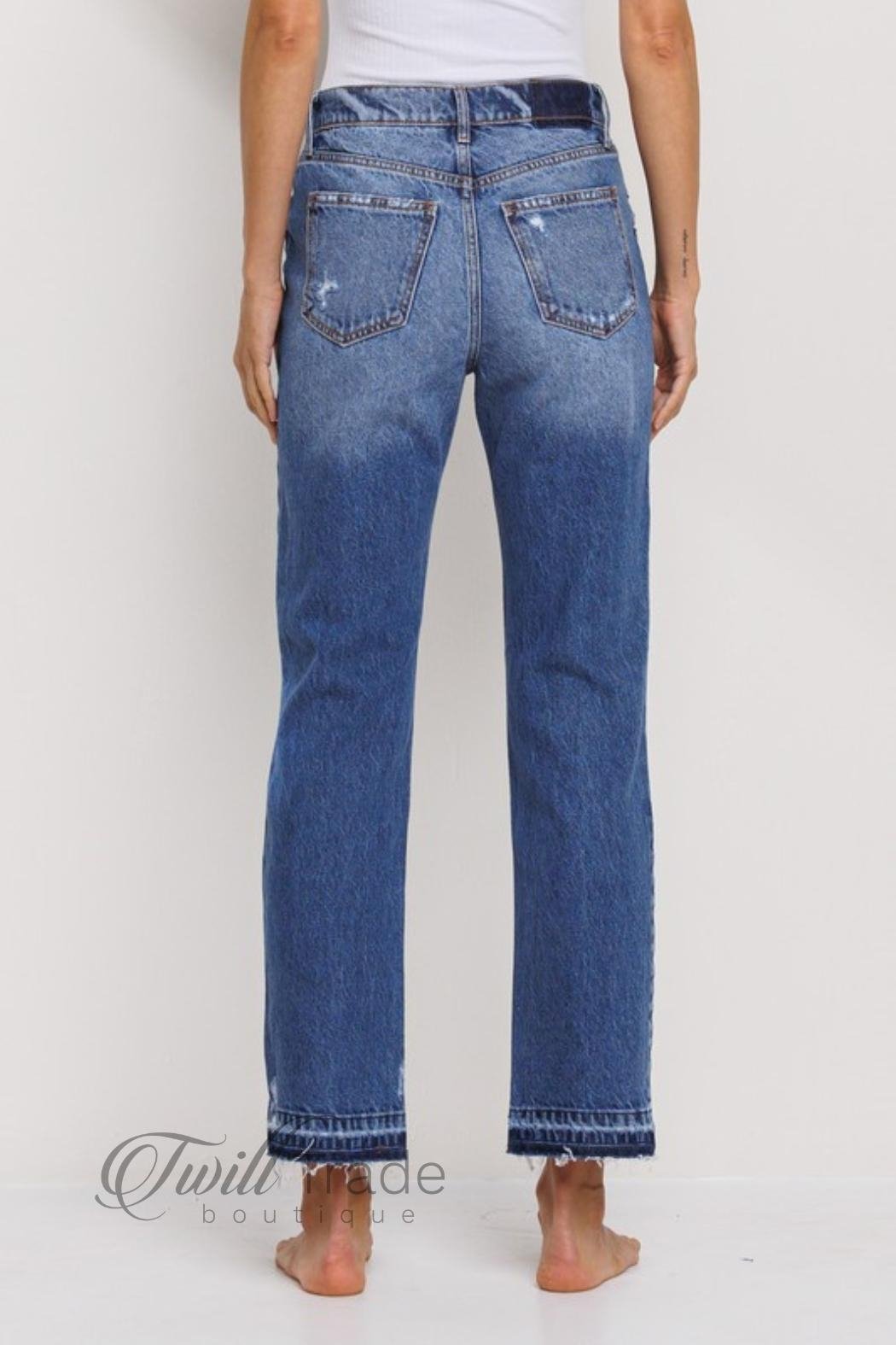 Mid Rise Slim Straight Denim
