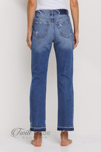 Mid Rise Slim Straight Denim