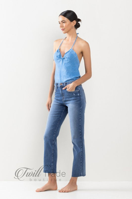 Raw Hem Straight Denim