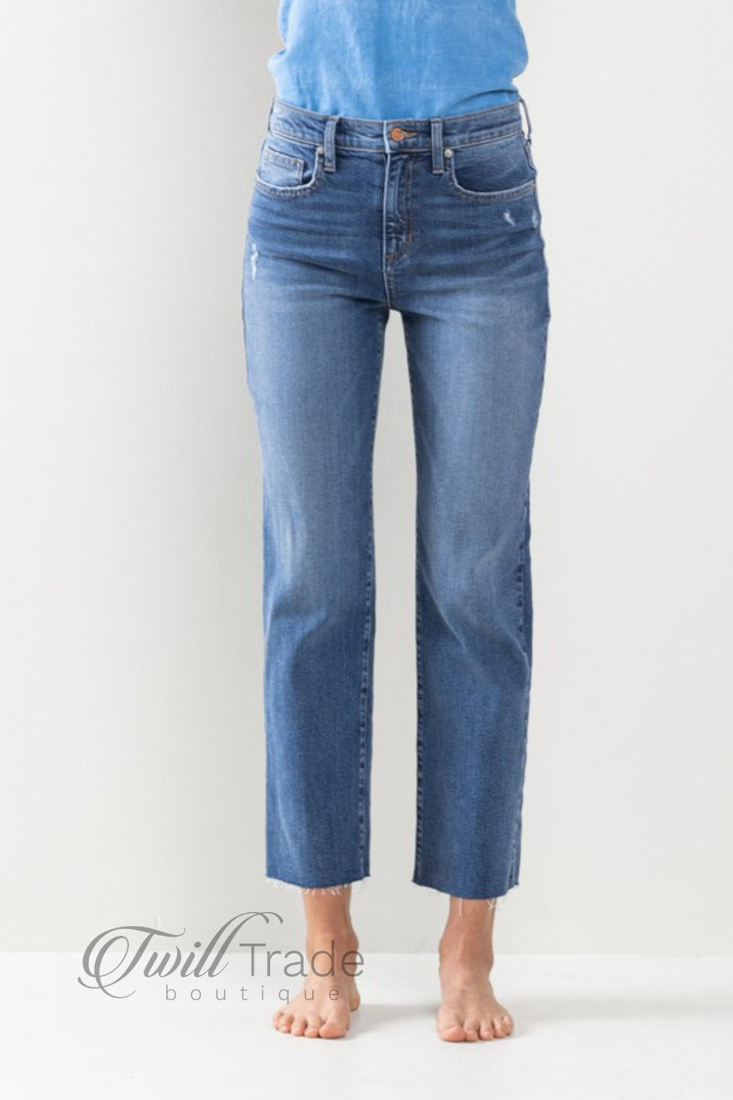 Raw Hem Straight Denim