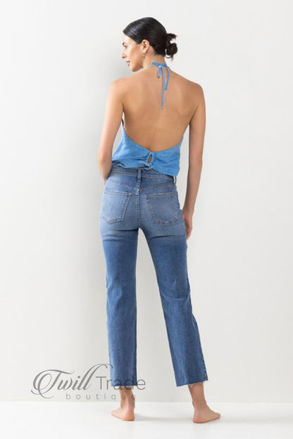 Raw Hem Straight Denim