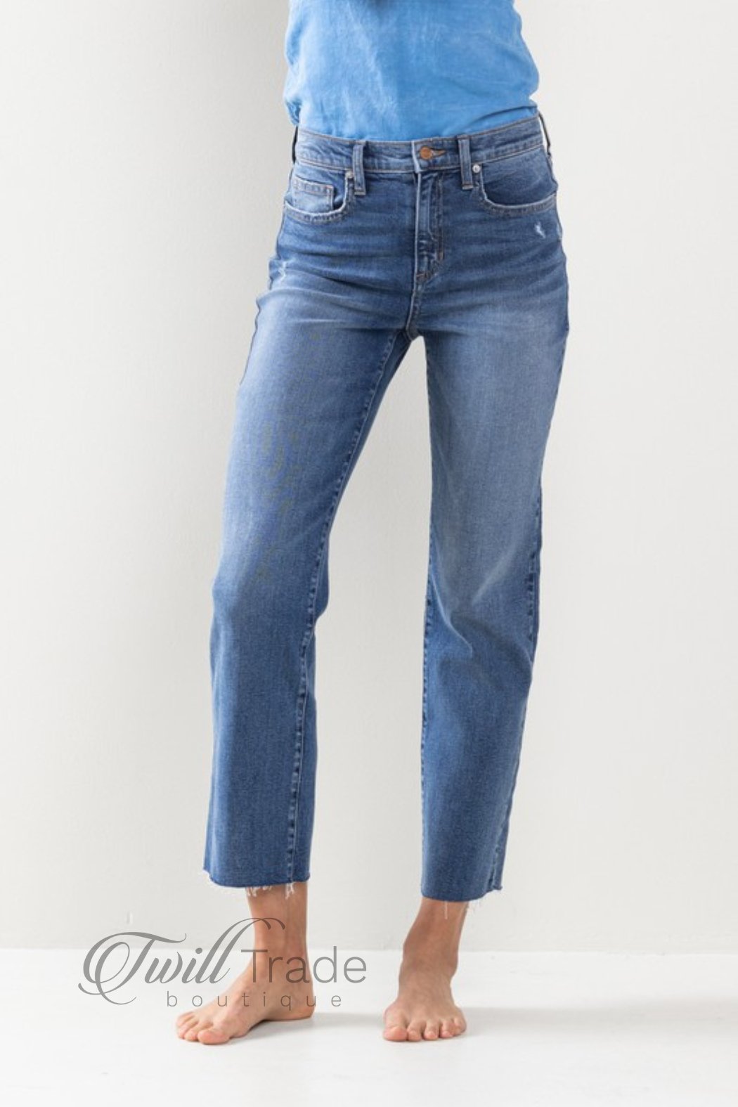 Raw Hem Straight Denim