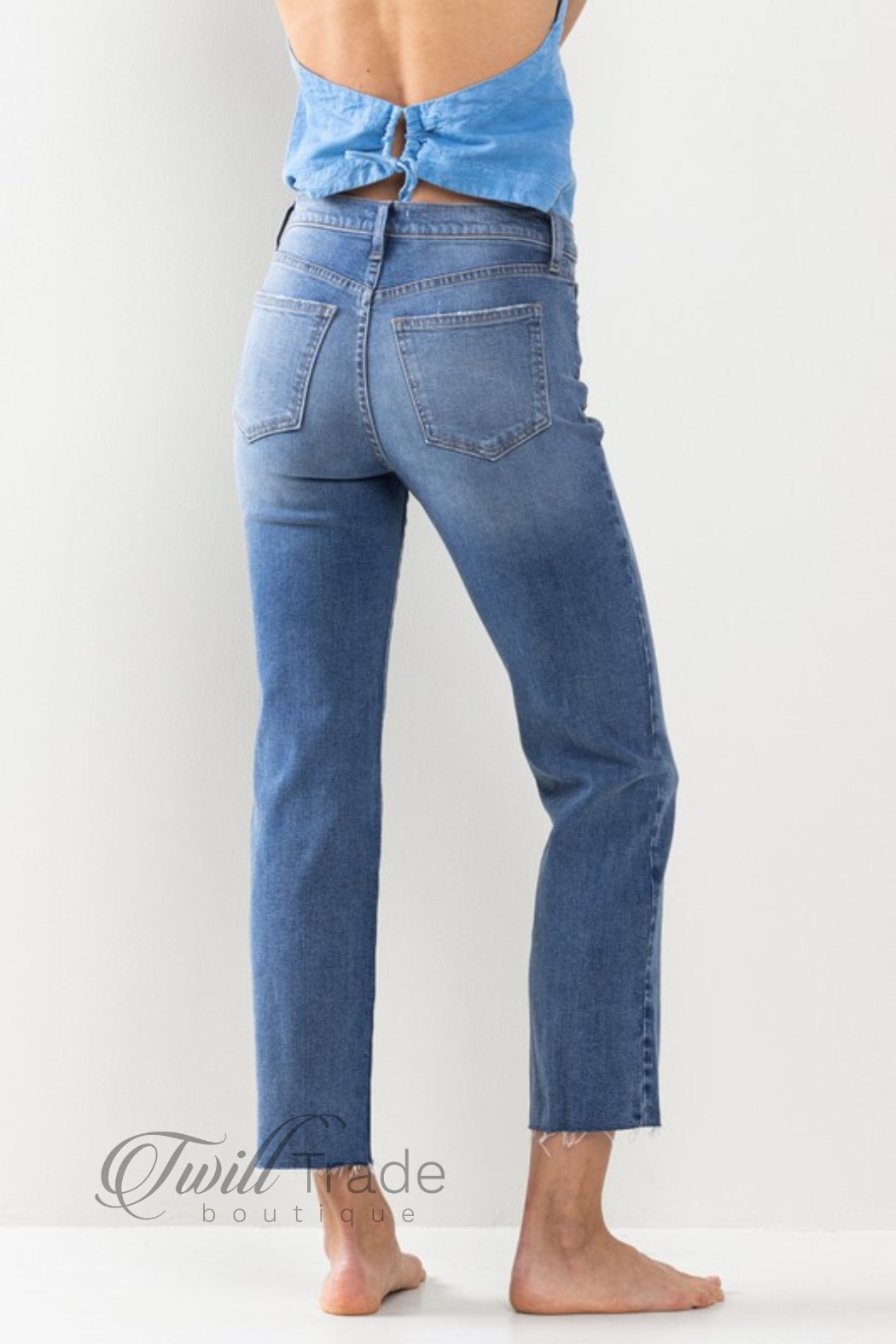 Raw Hem Straight Denim
