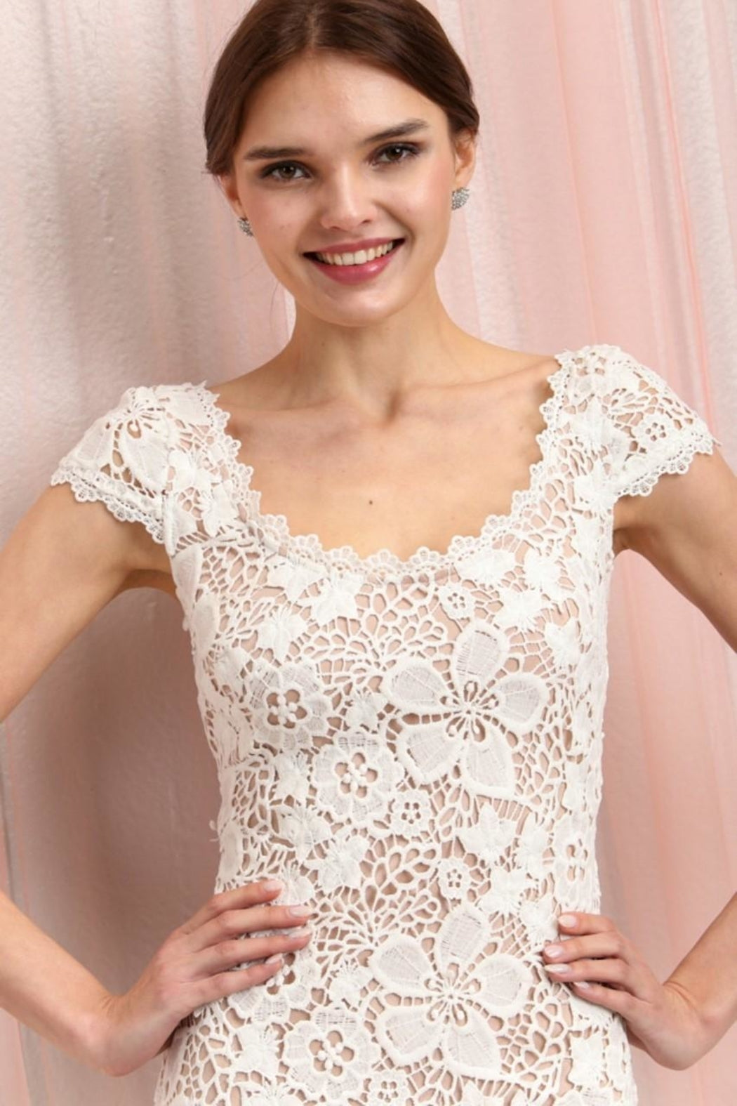 Ivory/nude Crocheted Dress