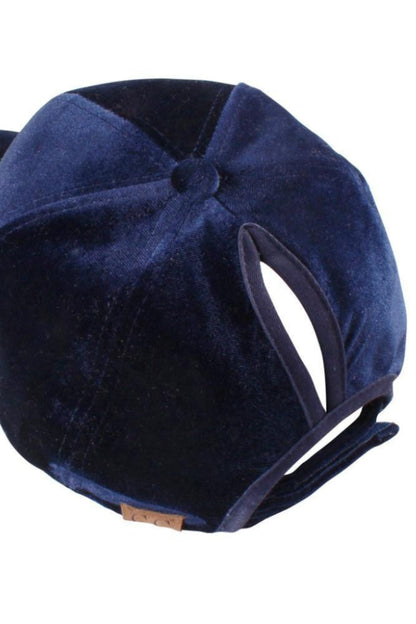 Solid Color Velvet Ponytail Baseball Cap
