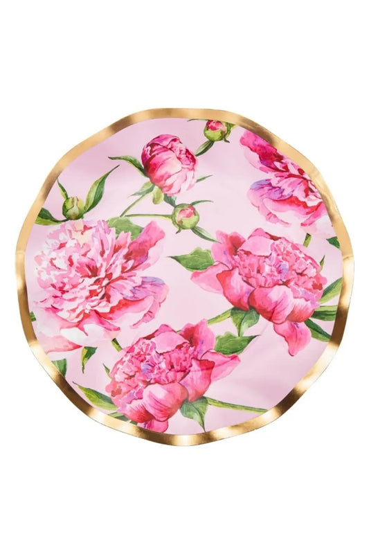 Pink "Peonies" Disposable Dinner Plates 8-Pack