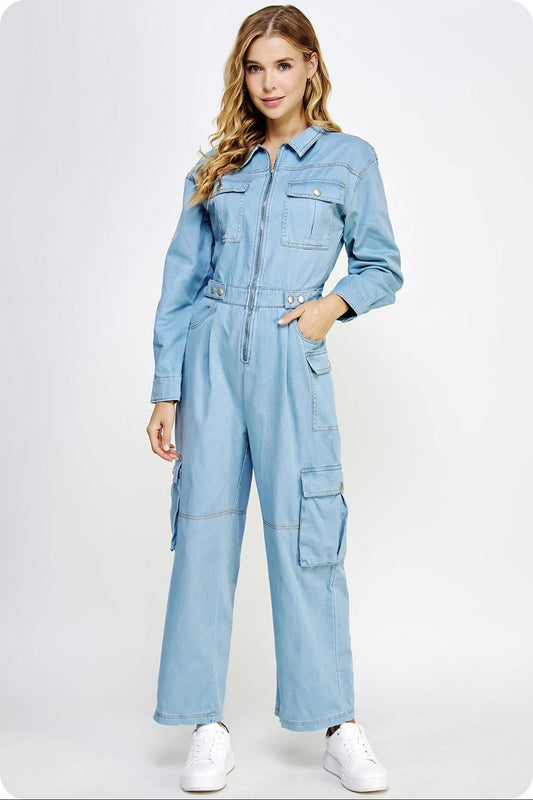 Cargo Twill Jumpsuit
