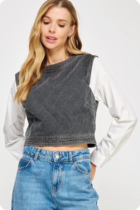 Quilted Denim Top