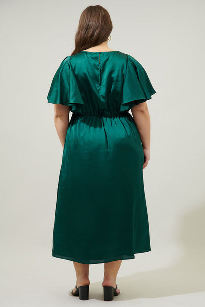 Chateau Satin Midi Dress