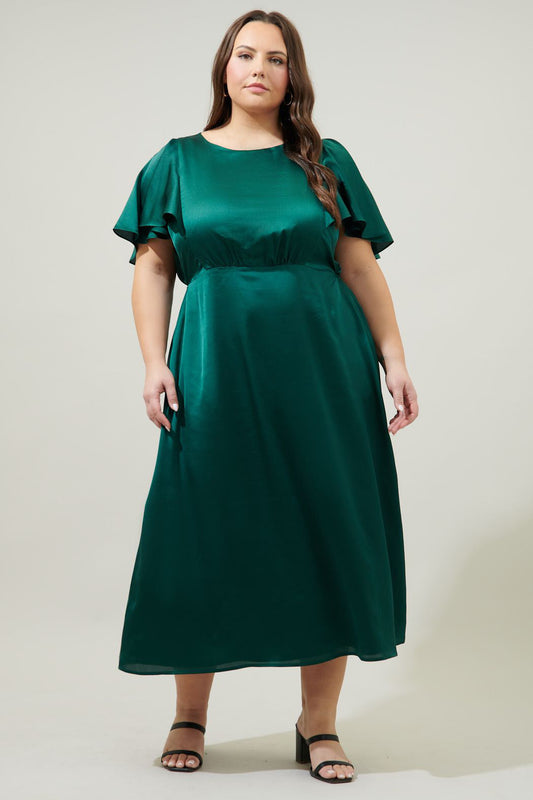 Chateau Satin Midi Dress