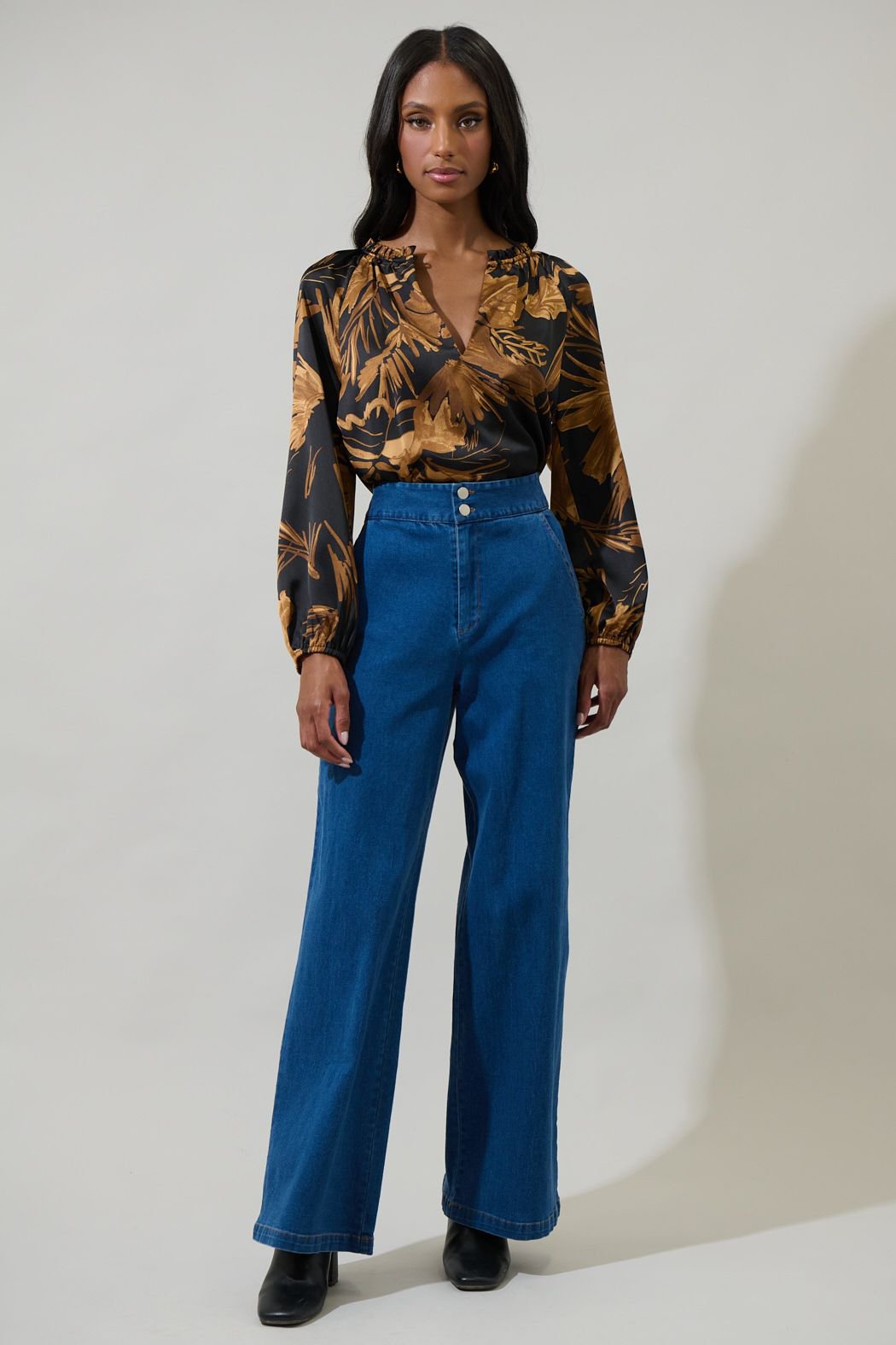 Jovie Split Neck Satin Blouse