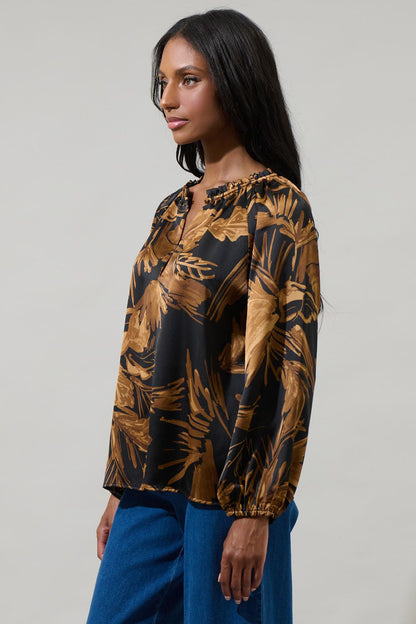 Jovie Split Neck Satin Blouse