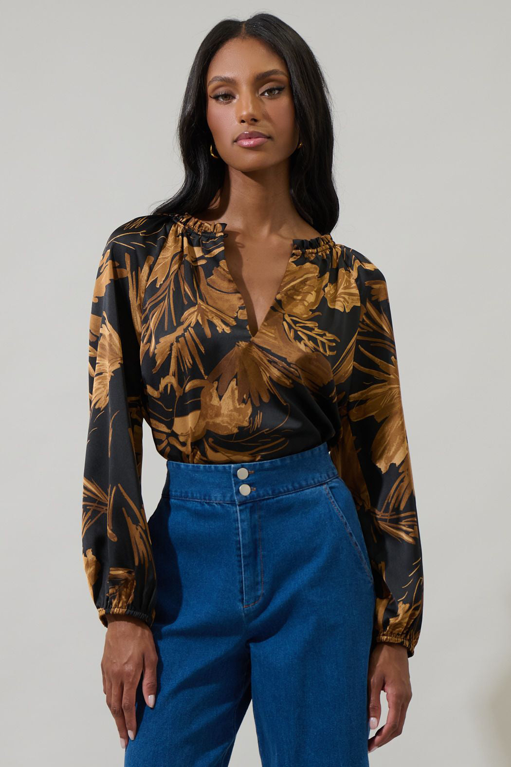 Jovie Split Neck Satin Blouse
