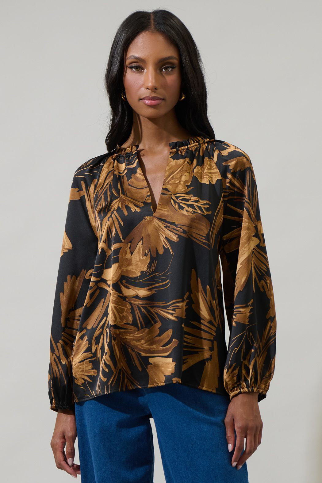 Jovie Split Neck Satin Blouse