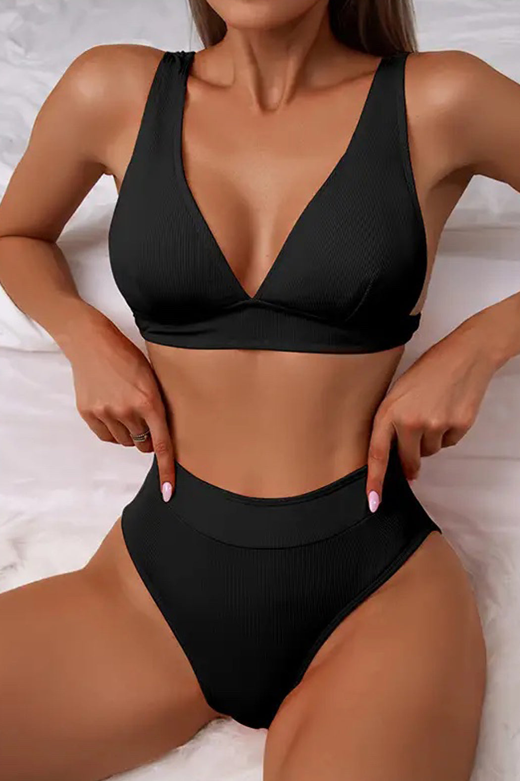 Ribbed Black Bikini