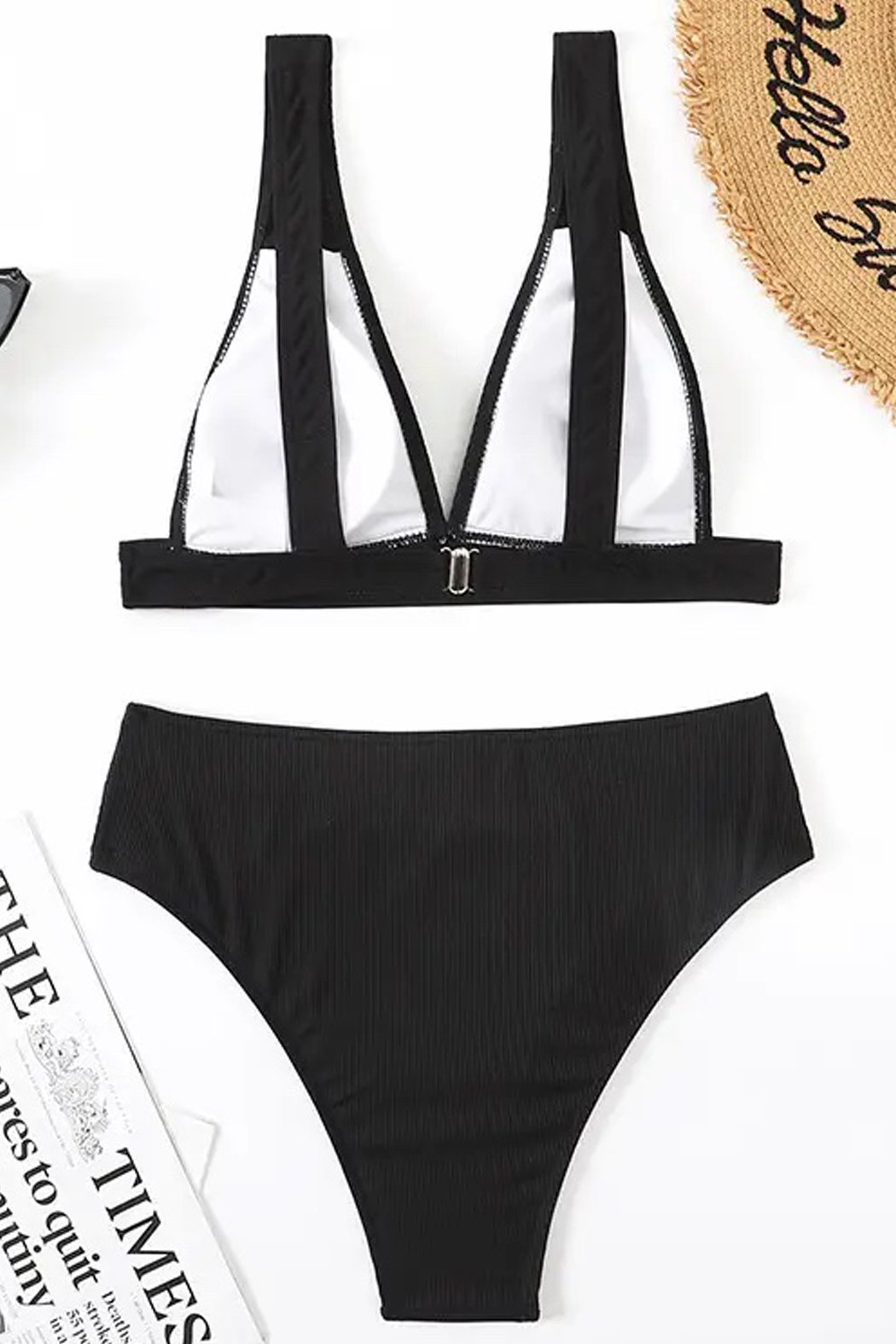 Ribbed Black Bikini