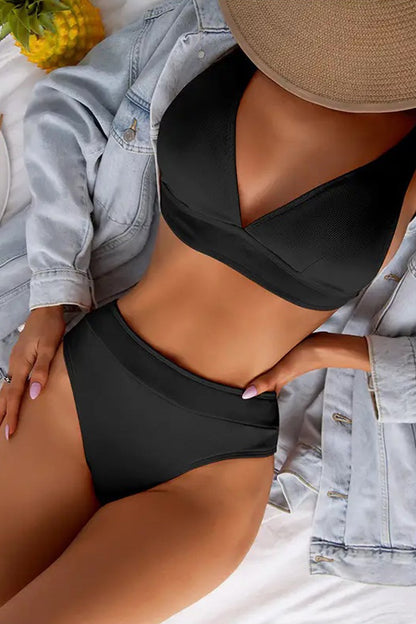 Ribbed Black Bikini
