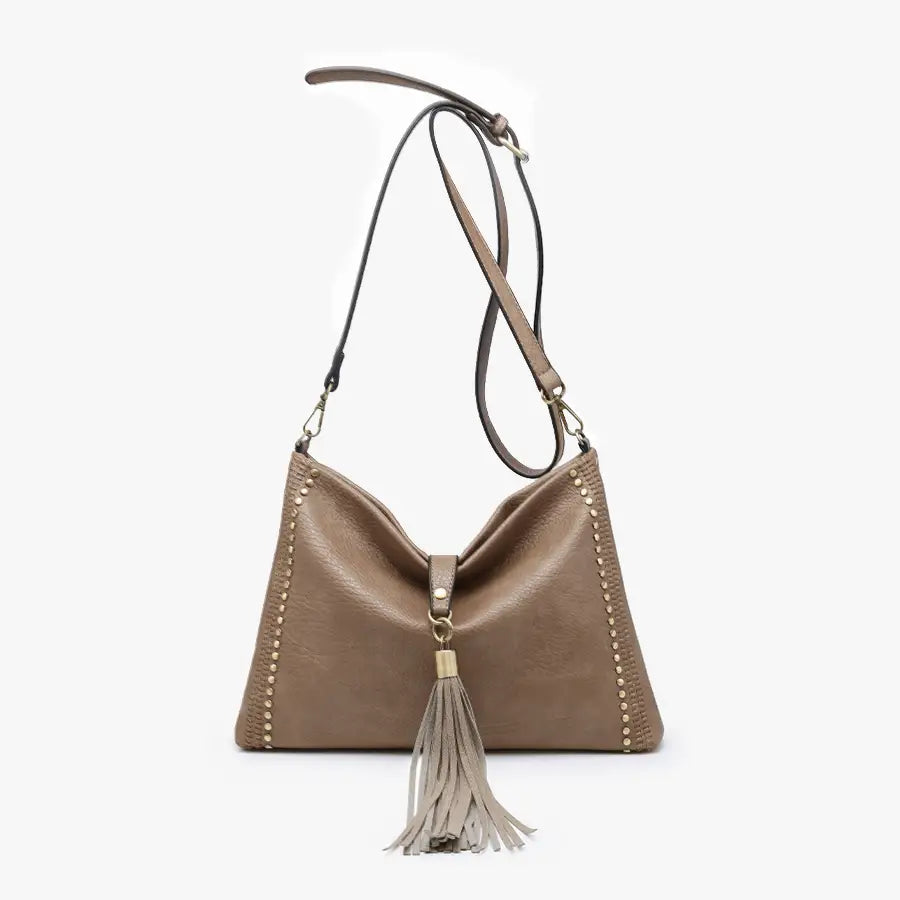 Jen & Co Taupe Marie Crossbody with Grommet Details