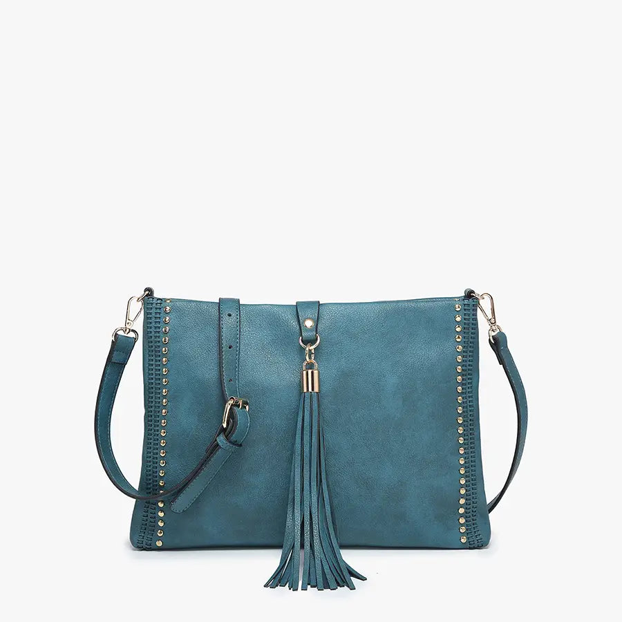 Jen & Co Teal Marie Crossbody with Grommet Details