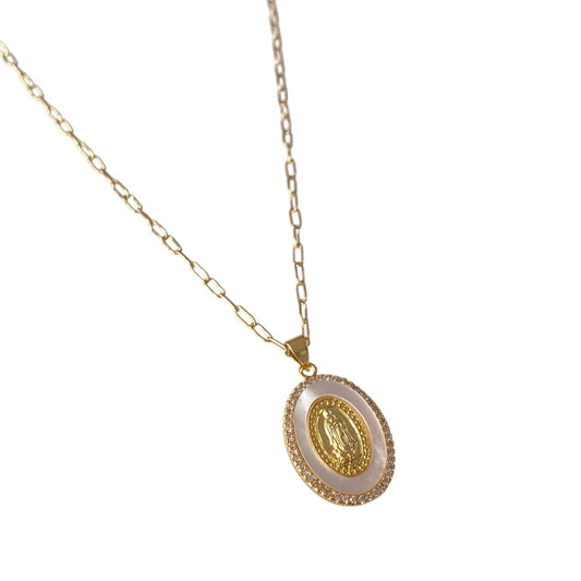 CZ Opal Mary Necklace