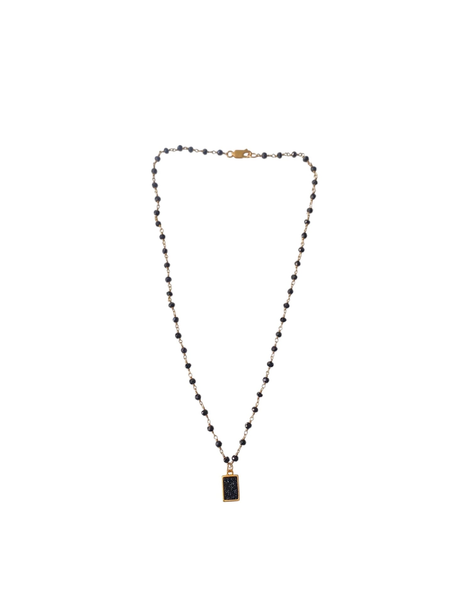 Black Onyx Wire Wrapped Pendant Necklace