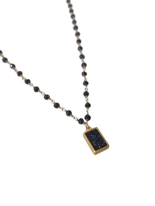 Black Onyx Wire Wrapped Pendant Necklace