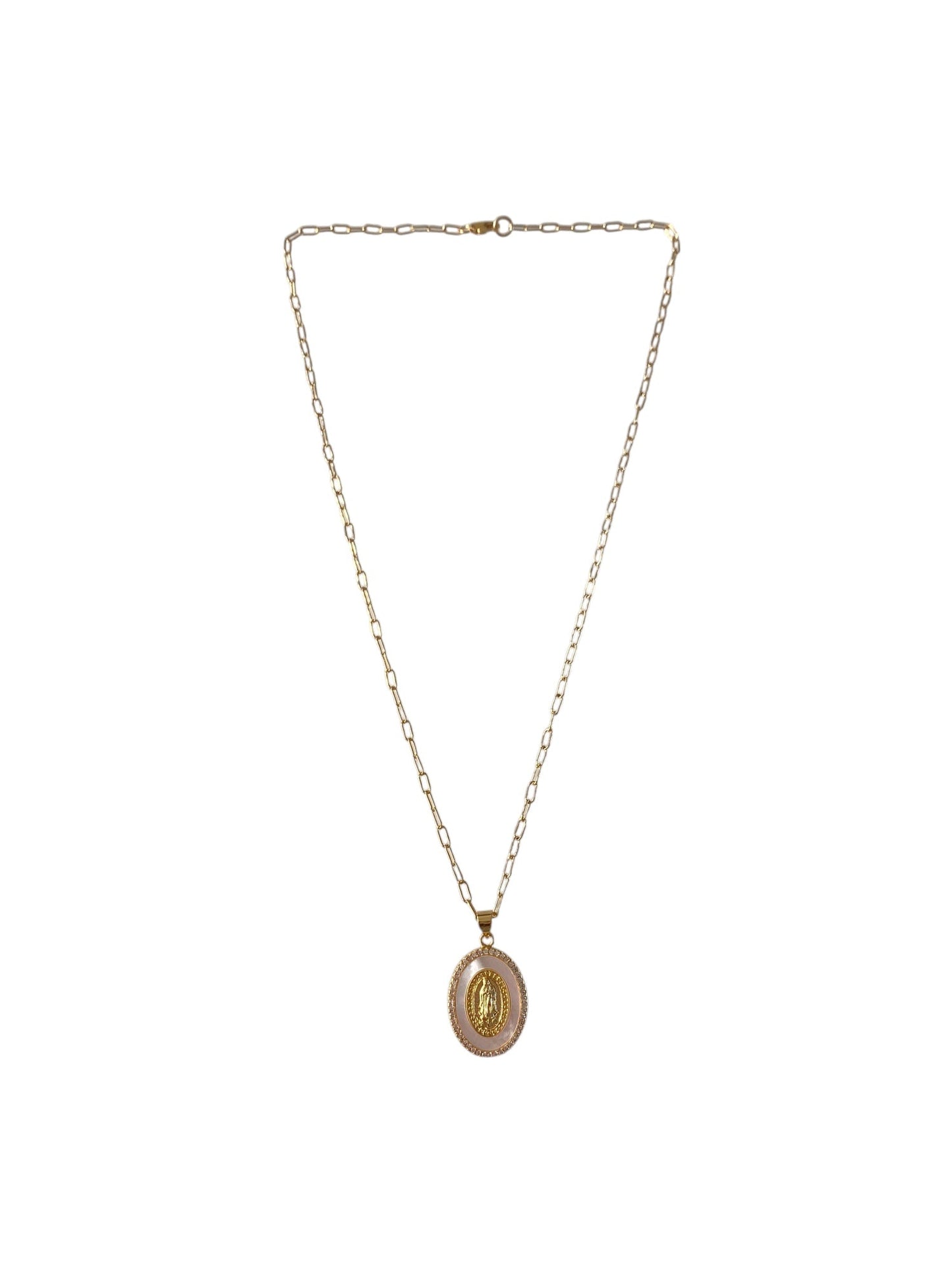 CZ Opal Mary Necklace