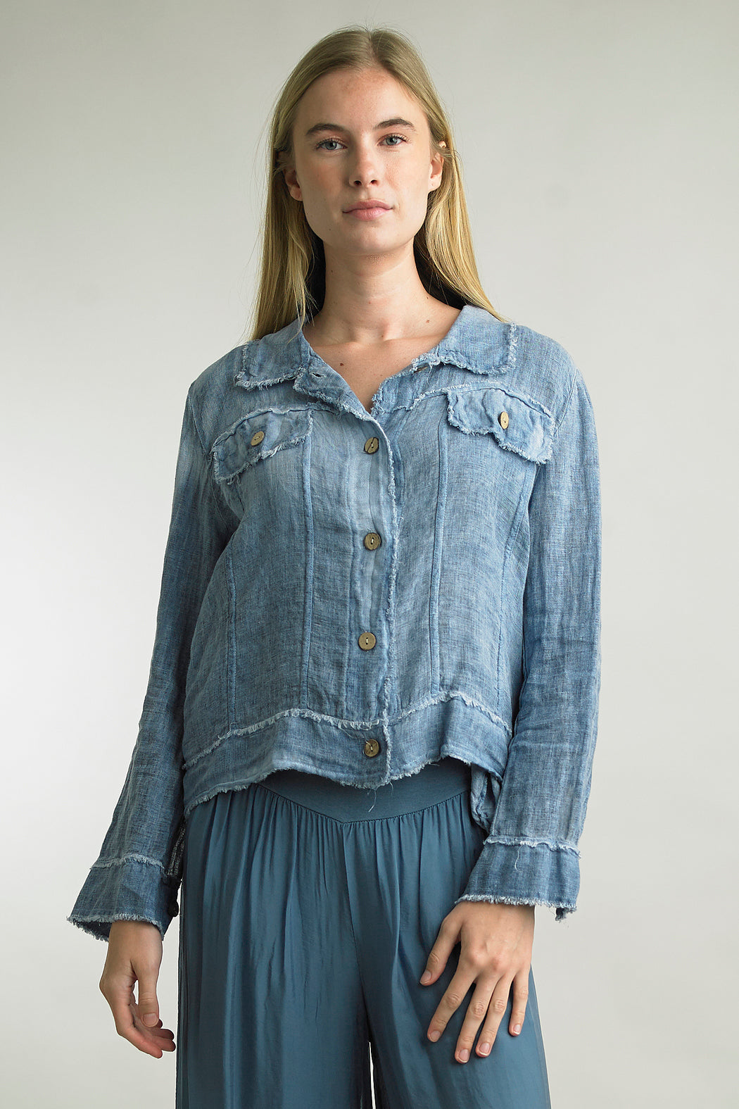 Sky Blue Linen Jacket