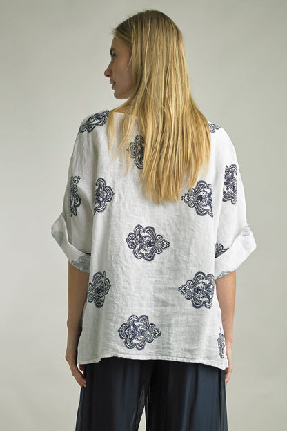 White Linen Relaxed Top