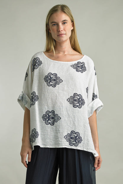 White Linen Relaxed Top