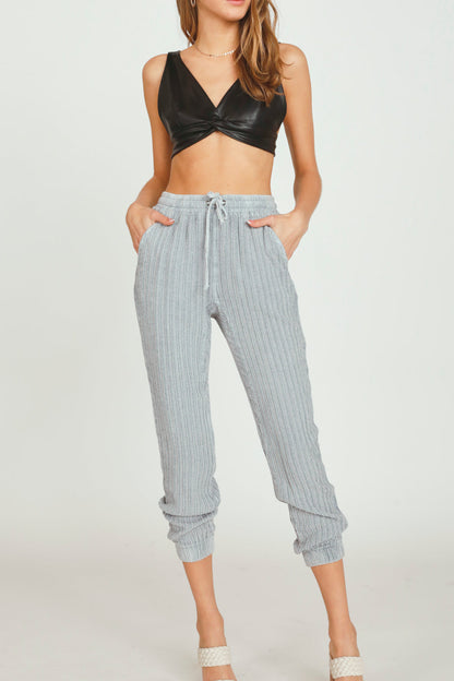 Textured Stripe Cargo Joggers