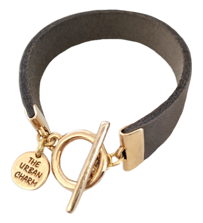Distressed Gray Leather Color Band Bracelet by the Urban Charm