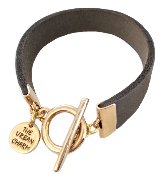 Distressed Gray Leather Color Band Bracelet by the Urban Charm