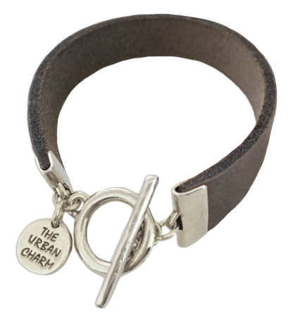 Distressed Gray Leather Color Band Bracelet by the Urban Charm