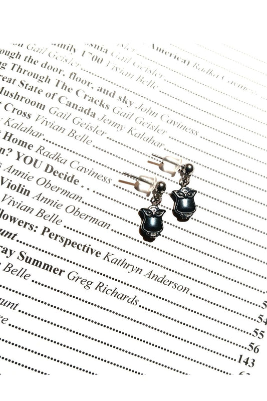 Owl Hematite Earrings