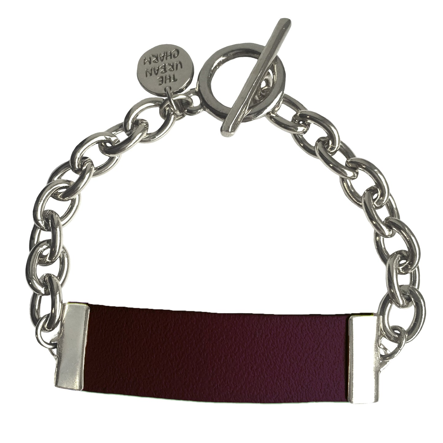 Red Wine Leather Chain ID Toggle Bracelet by the Urban Charm